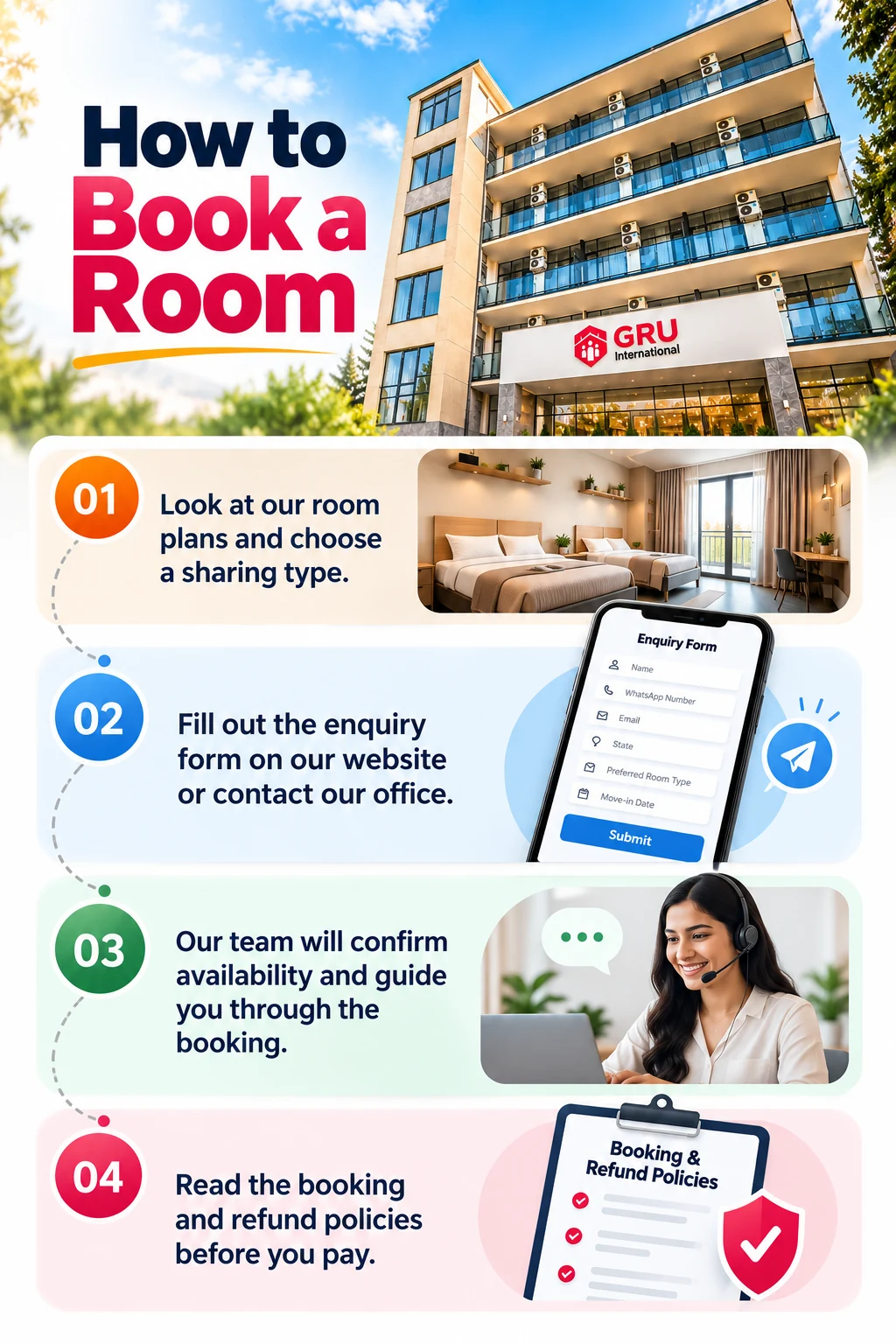 How to book a room at GRU International Hostel