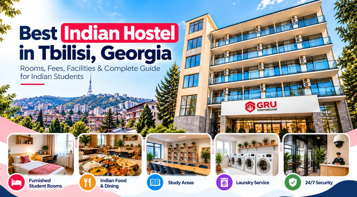 Best Indian Hostel in Tbilisi Georgia with student rooms, Indian food and study facilities